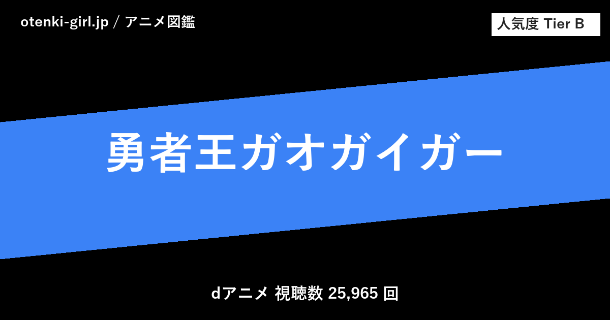 勇者王ガオガイガー - 人気度 B - otenki-girl.jp アニメ図鑑