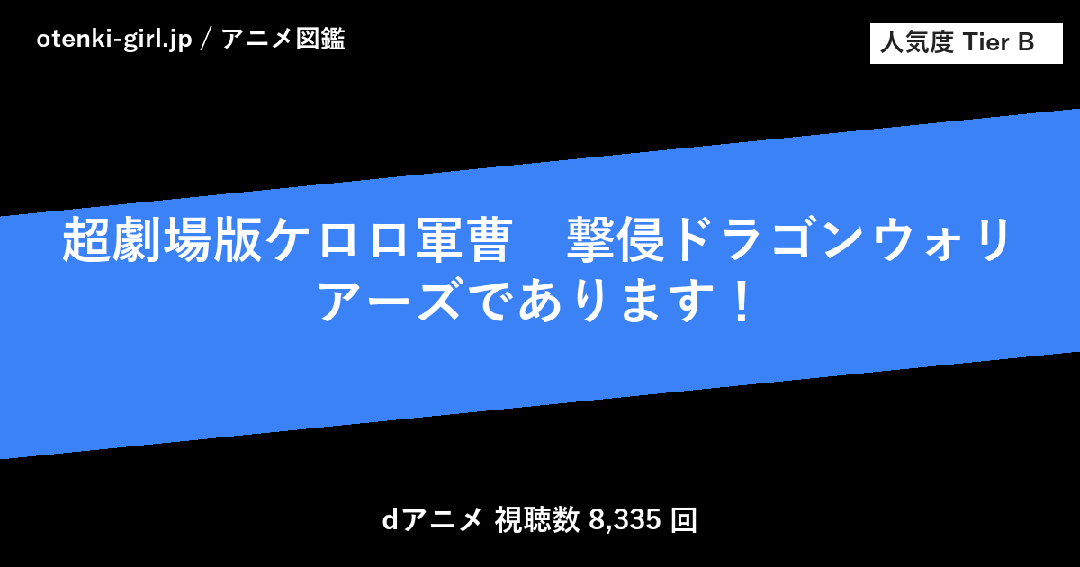 超劇場版ケロロ軍曹 撃侵ドラゴンウォリアーズであります! - 人気度 B - otenki-girl.jp アニメ図鑑