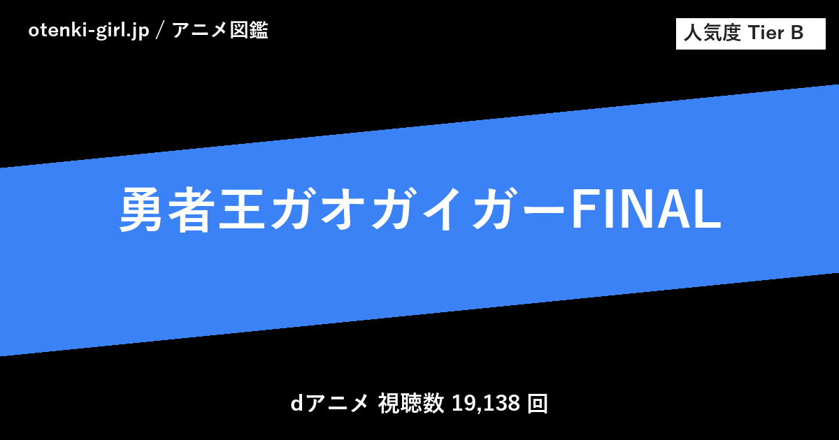 勇者王ガオガイガーFINAL - 人気度 B - otenki-girl.jp アニメ図鑑