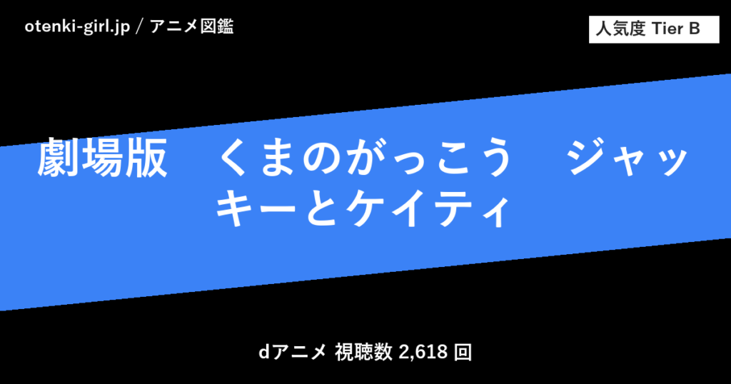 劇場版　くまのがっこう　ジャッキーとケイティ - 人気度 B - otenki-girl.jp アニメ図鑑