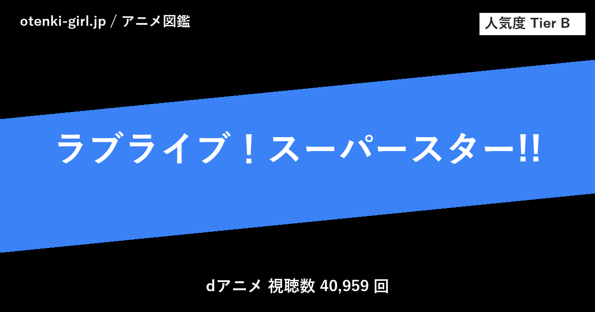 ラブライブ！スーパースター!! - 人気度 B - otenki-girl.jp アニメ図鑑