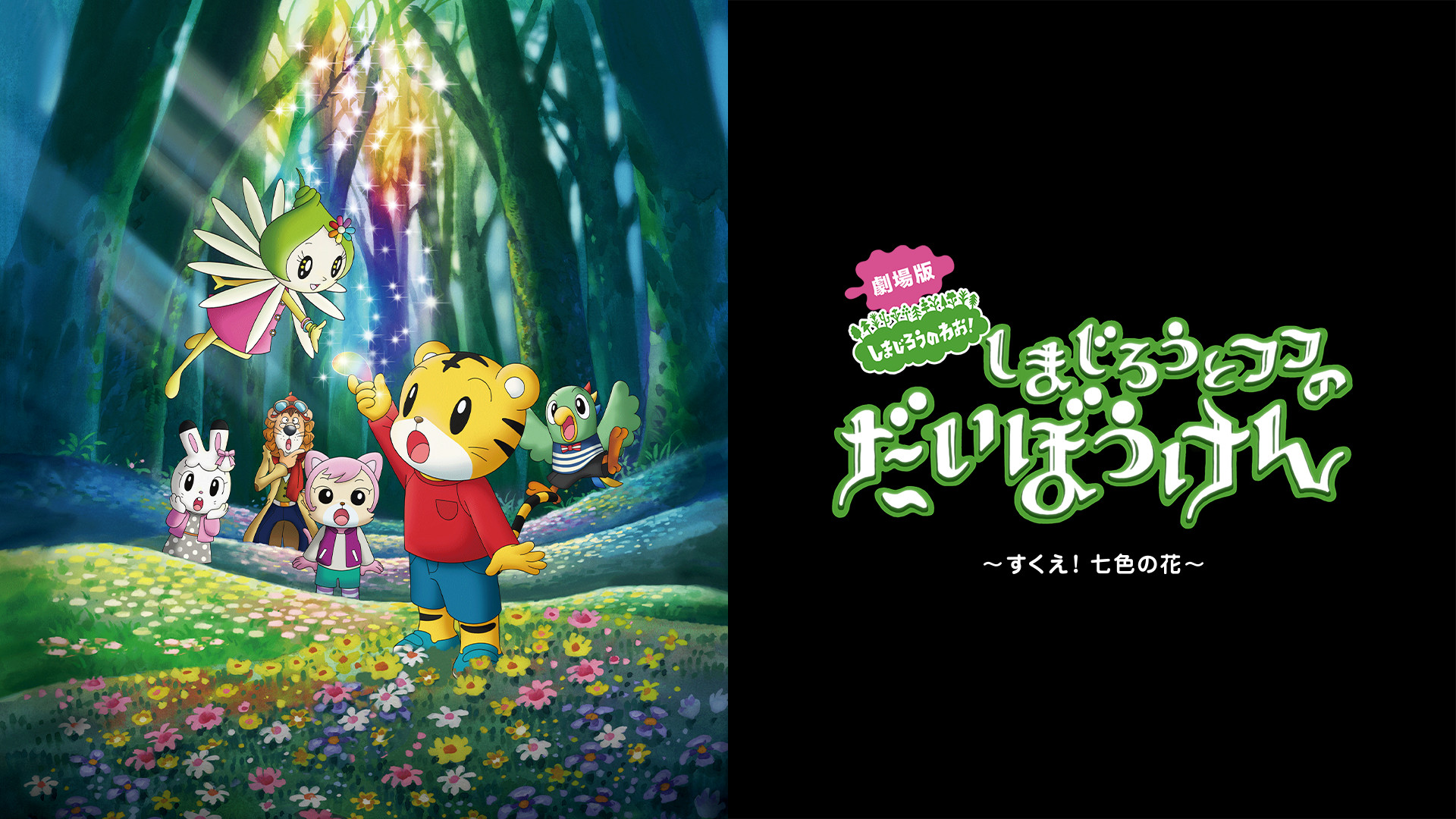 劇場版しまじろうのわお！ しまじろうと フフの だいぼうけん ～すくえ！七色の花～ - dアニメストア キービジュアル